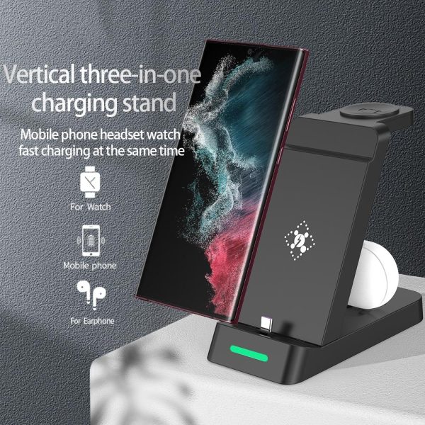 18W 3 In 1 Vertical Charging Stand For Samsung Watch And Galaxy Buds - White - Image 3