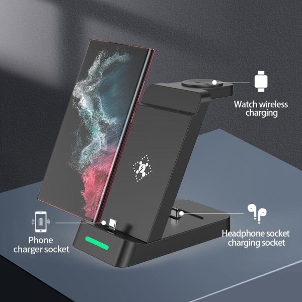 18W 3 In 1 Vertical Charging Stand For Samsung Watch And Galaxy Buds - White - Image 8