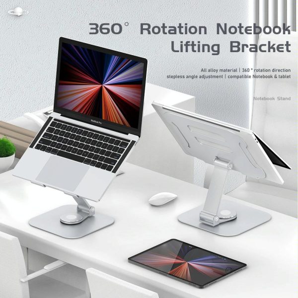 Silver Laptop Lifting Bracket - 360 Degree Rotation - Image 3