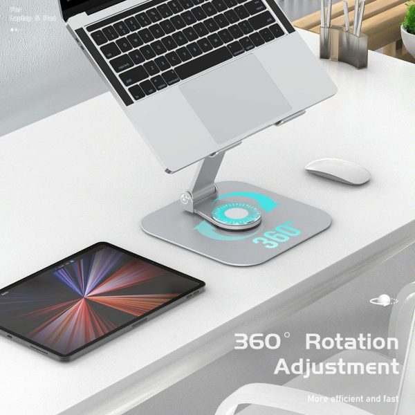 Silver Laptop Lifting Bracket - 360 Degree Rotation - Image 4
