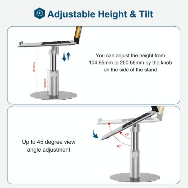 Silver 360 Degree Rotating Aluminum Laptop Stand - Image 5