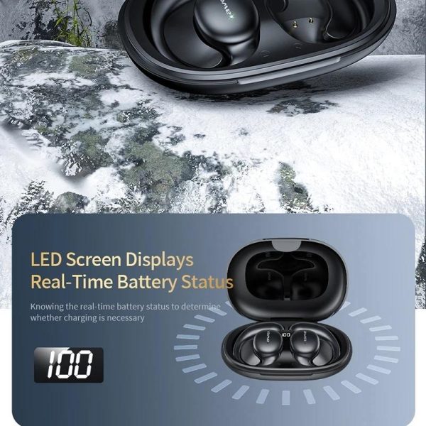 Black T80 Sport Tws Bluetooth Earbuds with Air Conduction - Image 5