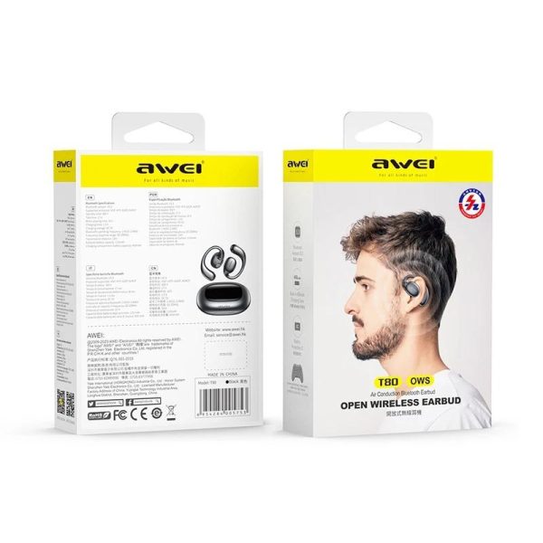 Black T80 Sport Tws Bluetooth Earbuds with Air Conduction - Image 7