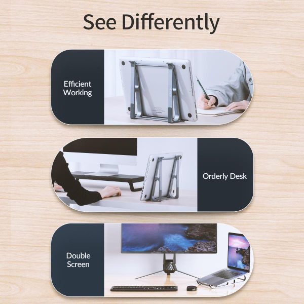 Vertical Laptop Storage Holder - Multi-functional Grey - Image 4