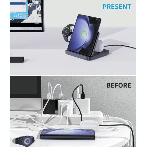 3 In 1 Wireless Charger For Samsung Galaxy Z Fold Black - Image 9