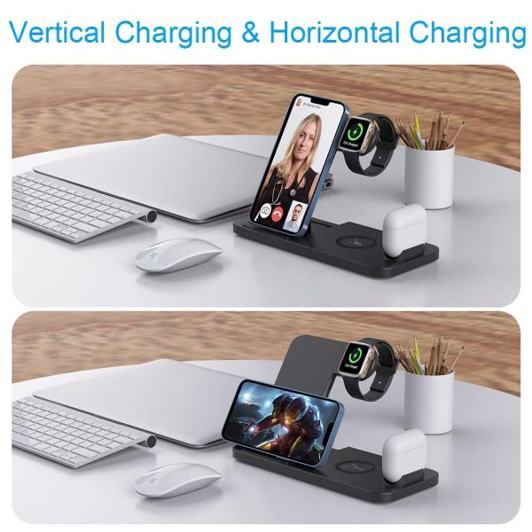 Foldable 4 In 1 Wireless Charger For Mobile Devices - Black - Image 4