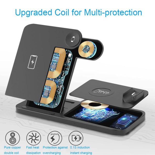 Foldable 4 In 1 Wireless Charger For Mobile Devices - Black - Image 9
