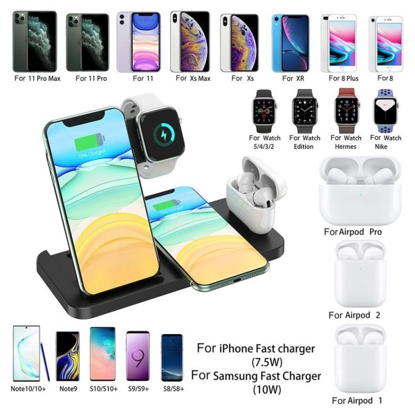 Foldable 4 In 1 Wireless Charger For Mobile Devices - Black - Image 12