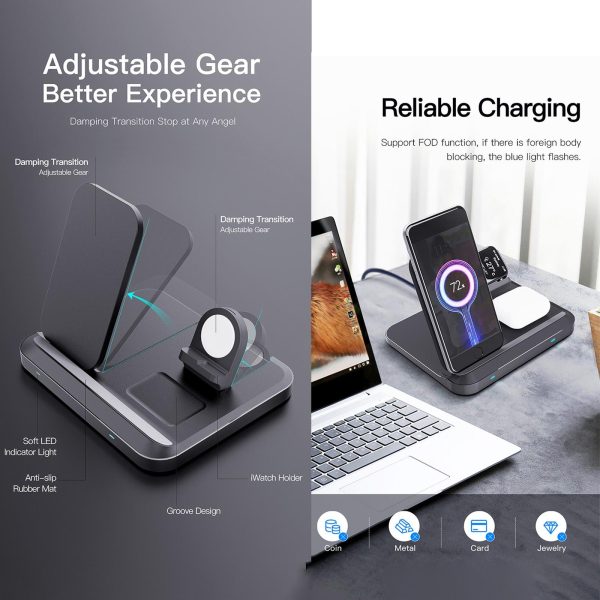 15W 3 In 1 Foldable Wireless Charger - Black - Image 4