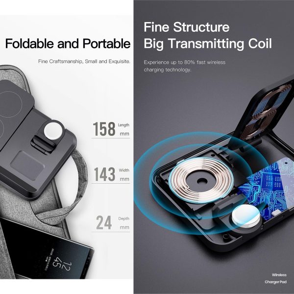 15W 3 In 1 Foldable Wireless Charger - Black - Image 5