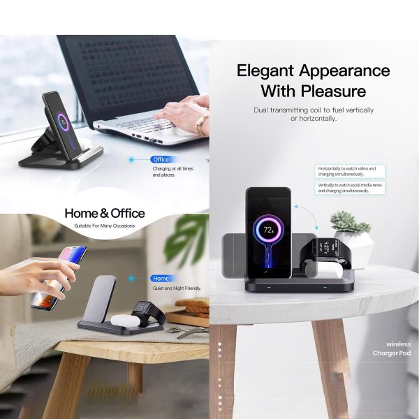 15W 3 In 1 Foldable Wireless Charger - Black - Image 6