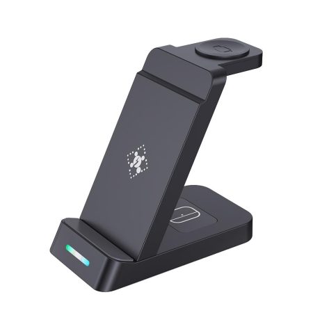 15W Qi Wireless Charger Stand For Iphone Iwatch Airpods - Black