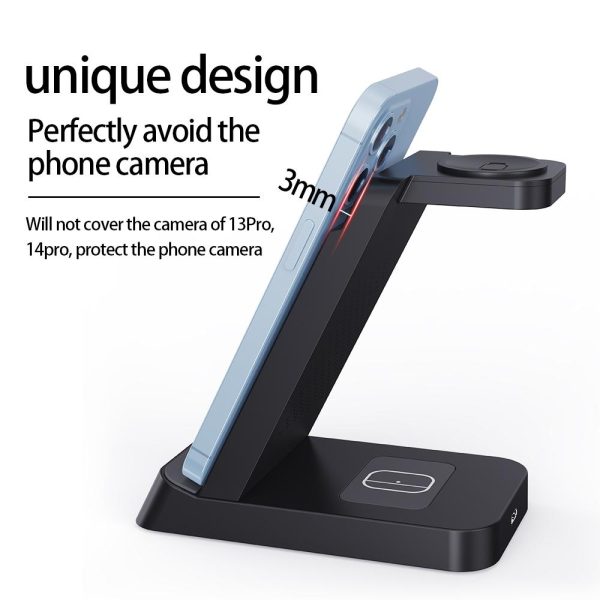 15W Qi Wireless Charger Stand For Iphone Iwatch Airpods - Black - Image 5