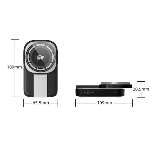 3 In 1 Magnetic Wireless Charger With Led Light - Black - Image 3