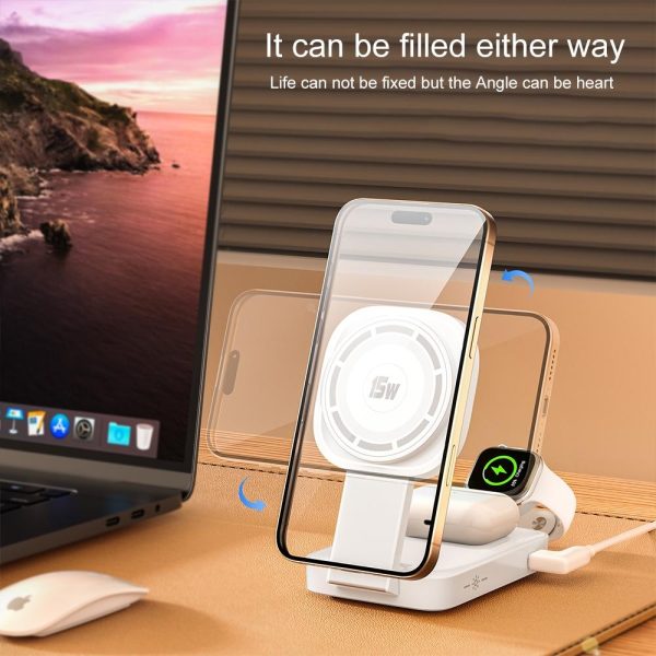3 In 1 Magnetic Wireless Charger With Led Light - Black - Image 5