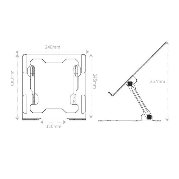 Foldable Laptop Stand - Hollow Design Heat-dissipating Flat Desktop - Deep Space Gray - Image 4