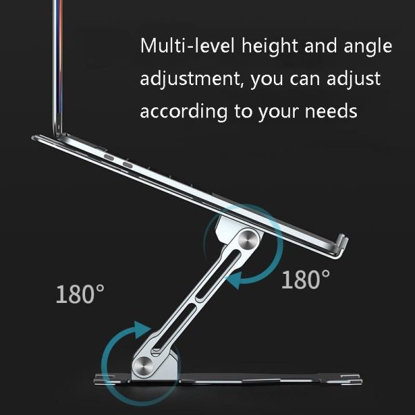 Foldable Laptop Stand - Hollow Design Heat-dissipating Flat Desktop - Deep Space Gray - Image 5