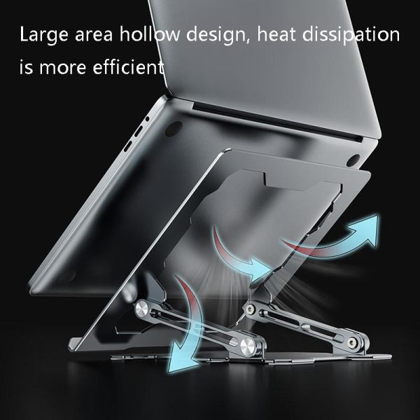 Foldable Laptop Stand - Hollow Design Heat-dissipating Flat Desktop - Deep Space Gray - Image 6