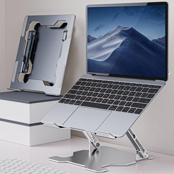 Foldable Laptop Stand - Hollow Design Heat-dissipating Flat Desktop - Deep Space Gray - Image 8