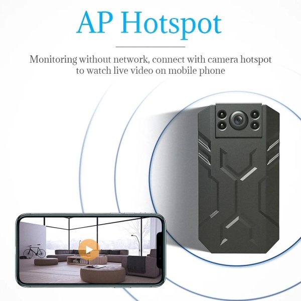 180 Degree Mini Wifi Camera With Back Clip - Black - Image 5
