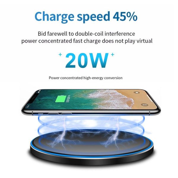 20W Ultra Thin Qi Wireless Charger - White - Image 5