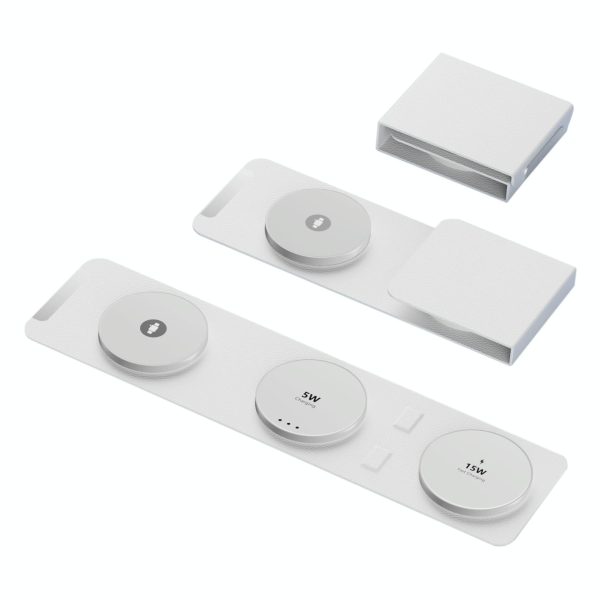15W 3 In 1 Magnetic Wireless Charger - White - Image 3