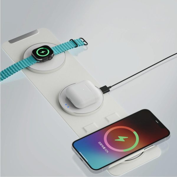 15W 3 In 1 Magnetic Wireless Charger - White - Image 4