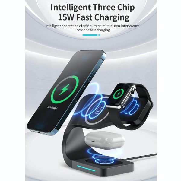 4 In 1 Magnetic Wireless Charger For Iphone Iwatches Airpods - Black - Image 5