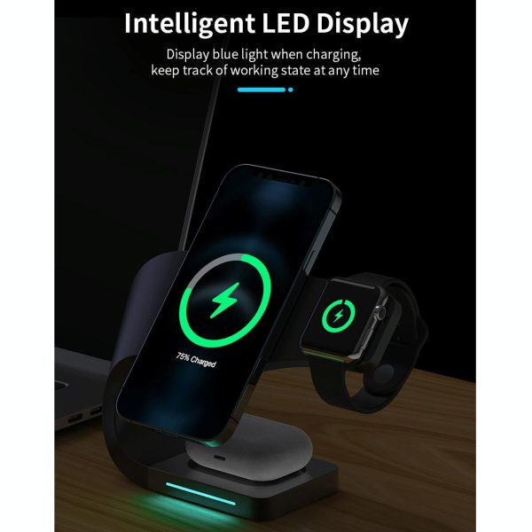 4 In 1 Magnetic Wireless Charger For Iphone Iwatches Airpods - Black - Image 9