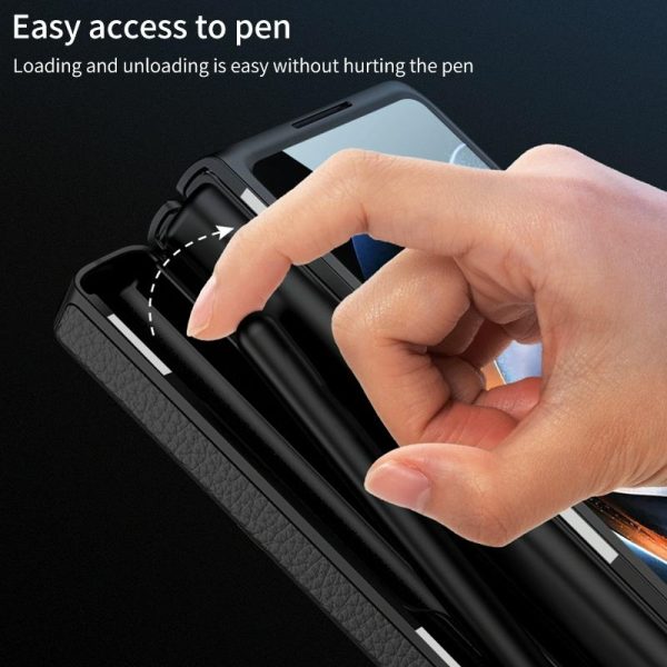 Leather Phone Case with Foldable Hinge and Holder - Black - Image 6