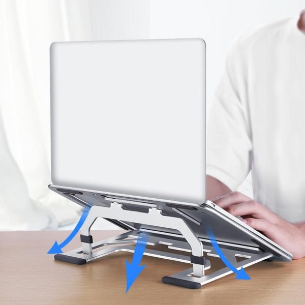 Foldable Aluminum Laptop Stand for Desktop Cooling - Elegant Silver - Image 6