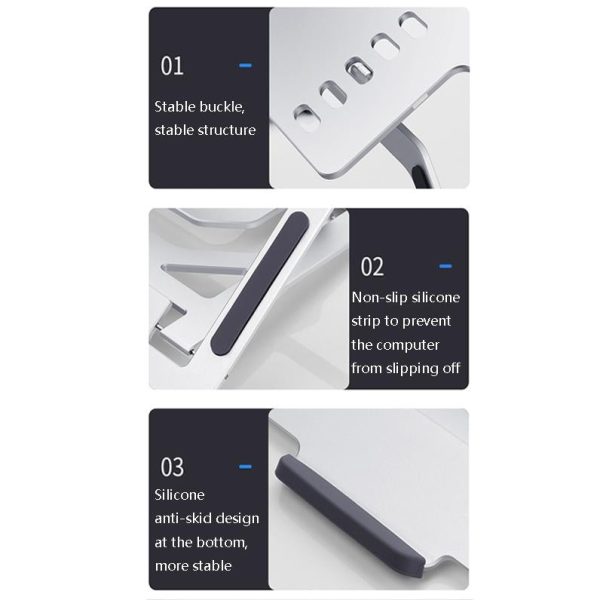 Foldable Aluminum Laptop Stand for Desktop Cooling - Elegant Silver - Image 7