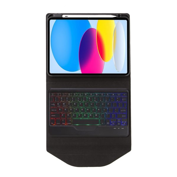 Bluetooth Keyboard Leather Tablet Case With Pen Slot And Backlight - Black - Image 7