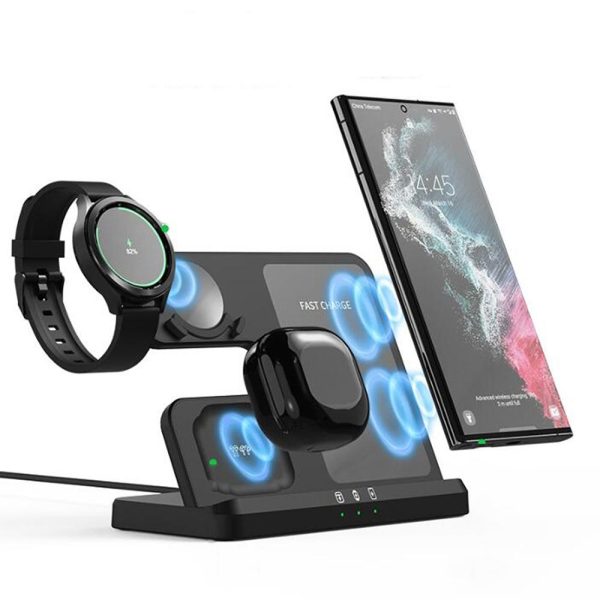 3 In 1 Wireless Charger For Mobile Phone Watch And Earphones Black - Image 4