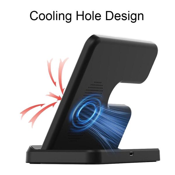 3 In 1 Wireless Charger For Mobile Phone Watch And Earphones Black - Image 5