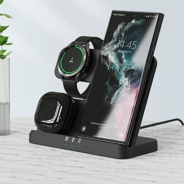 3 In 1 Wireless Charger For Mobile Phone Watch And Earphones Black - Image 7