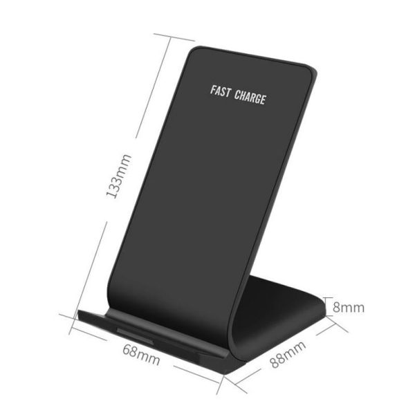 10W Vertical Wireless Charger For Smartphones Black - Image 3