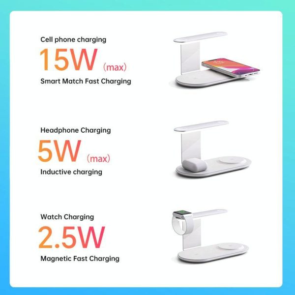 3 In 1 Wireless Charger With Night Light 15W - Black - Image 7