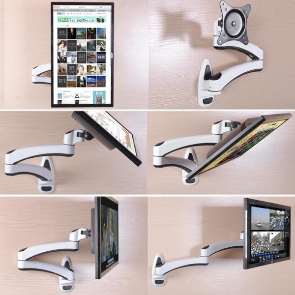 White Dual-section Telescopic Monitor Stand - Wall-mounted - Image 8