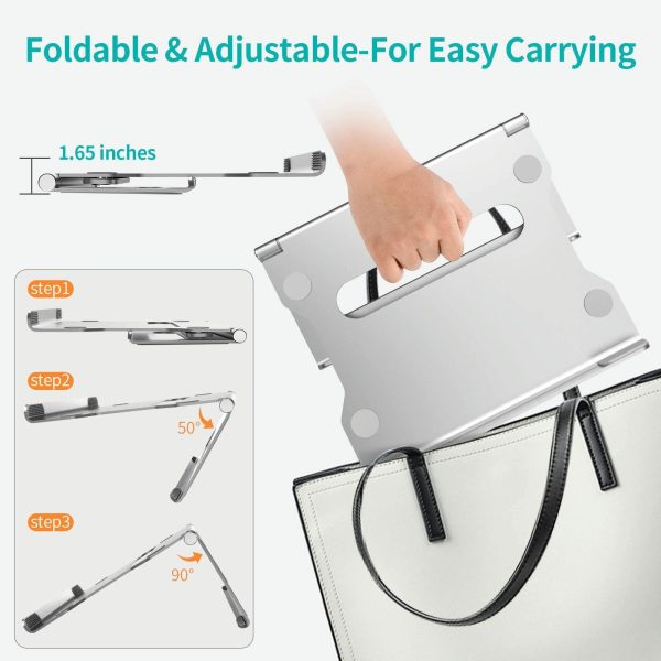 Foldable Laptop Stand - Aluminum Alloy Silver - Image 6