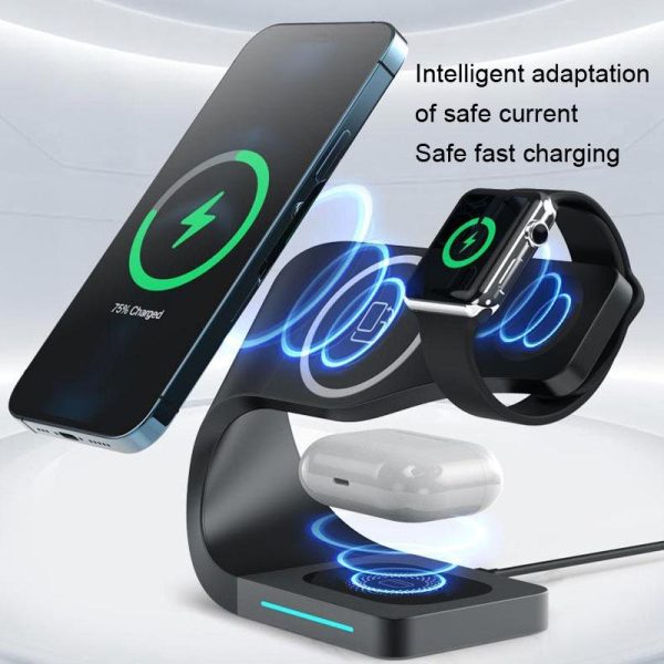 4 In 1 Wireless Charger For Phone Watch Airpods - Black - Image 5
