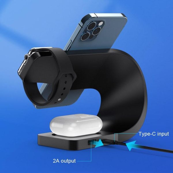 4 In 1 Wireless Charger For Phone Watch Airpods - Black - Image 6