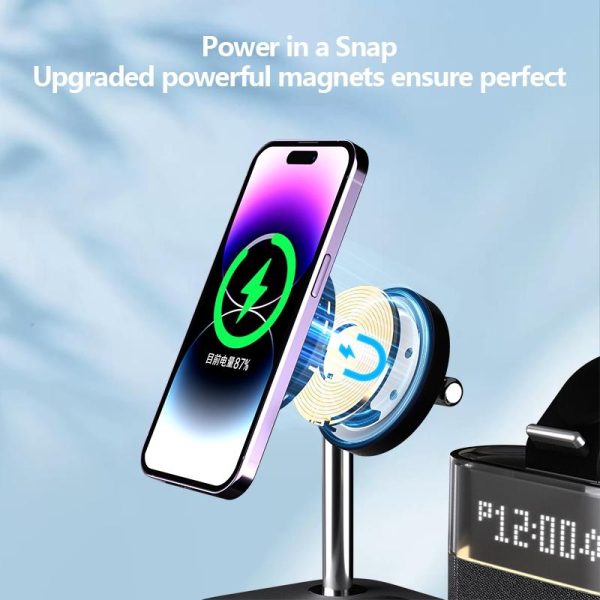15W Wireless Charger Clock Lamp Multifunctional - Black - Image 6