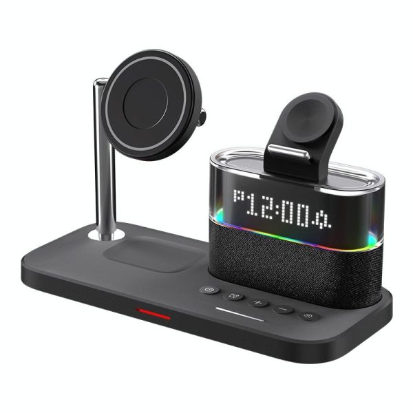 15W Wireless Charger Clock Lamp Multifunctional - Black - Image 9
