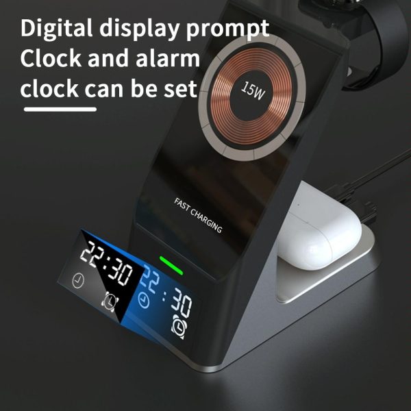 15W 6 In 1 Magnetic Wireless Charger With Clock For Iwatch / Airpods - Image 4