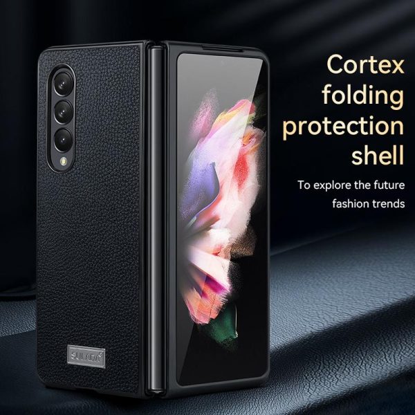 Handmade Leather Shockproof Tpu Case for Samsung Galaxy z Fold 4 - Green - Image 4