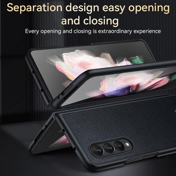 Handmade Leather Shockproof Tpu Case for Samsung Galaxy z Fold 4 - Green - Image 5
