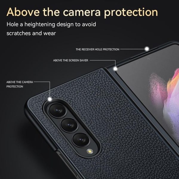 Handmade Leather Shockproof Tpu Case for Samsung Galaxy z Fold 4 - Green - Image 6