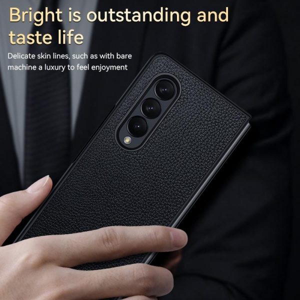 Handmade Leather Shockproof Tpu Case for Samsung Galaxy z Fold 4 - Green - Image 7