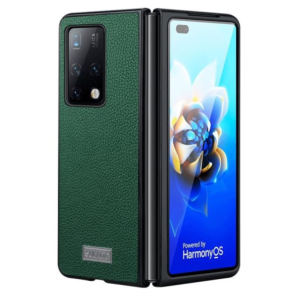 Handmade Leather Shockproof Tpu Case for Samsung Galaxy z Fold 4 - Green - Image 9